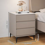 Modern Luxury Nightstand – Solid Wood with Sintered Stone Top and Metal Frame, Rectangular 3-Drawer Bedroom Table