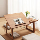 Traditional Japanese Solid Wood Foldable Rectangle Side Table — One-Tier for Living Room