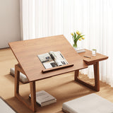 Traditional Japanese Solid Wood Foldable Rectangle Side Table — One-Tier for Living Room