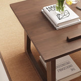 Traditional Japanese Solid Wood Foldable Rectangle Side Table — One-Tier for Living Room