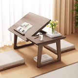 Traditional Japanese Solid Wood Foldable Rectangle Side Table — One-Tier for Living Room