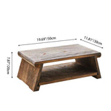 Elegant Traditional Japanese Solid Wood 2-Tier Rectangle Coffee Table for Living Room