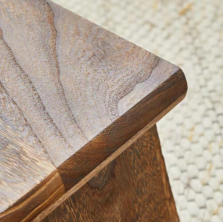 Elegant Traditional Japanese Solid Wood 2-Tier Rectangle Coffee Table for Living Room