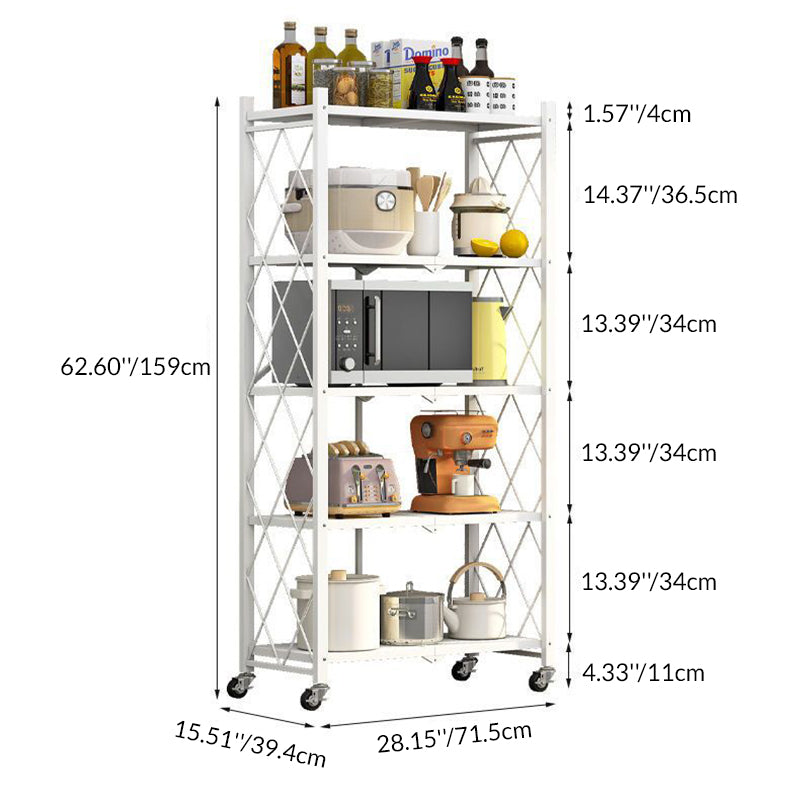 Modern Minimalist Carbon Steel Hollow Rectangular Movable Storage Shelf - 3/4/5-Shelf Options for Living Room