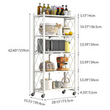 Modern Minimalist Carbon Steel Hollow Rectangular Movable Storage Shelf - 3/4/5-Shelf Options for Living Room