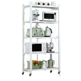 Modern Minimalist Carbon Steel Hollow Rectangular Movable Storage Shelf - 3/4/5-Shelf Options for Living Room