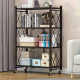 Modern Minimalist Carbon Steel Hollow Rectangular Movable Storage Shelf - 3/4/5-Shelf Options for Living Room