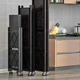 Modern Minimalist Carbon Steel Hollow Rectangular Movable Storage Shelf - 3/4/5-Shelf Options for Living Room