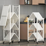 Modern Minimalist Carbon Steel Hollow Rectangular Movable Storage Shelf - 3/4/5-Shelf Options for Living Room