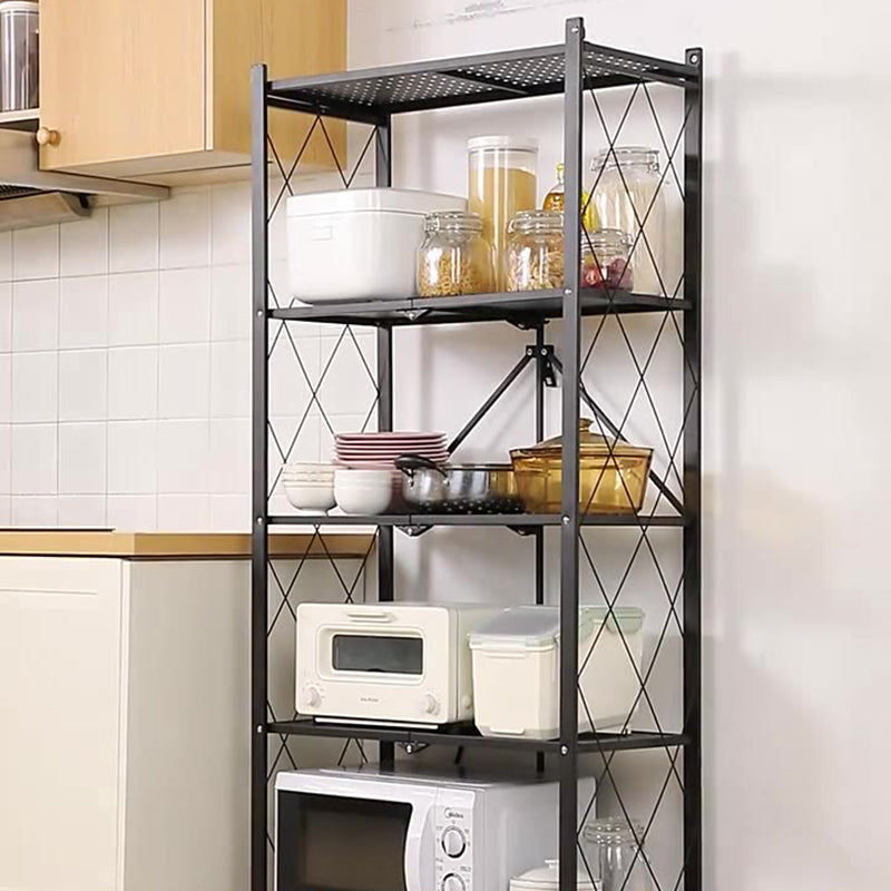 Modern Minimalist Carbon Steel Hollow Rectangular Movable Storage Shelf - 3/4/5-Shelf Options for Living Room