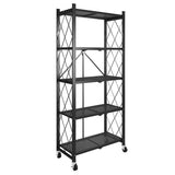 Modern Minimalist Carbon Steel Hollow Rectangular Movable Storage Shelf - 3/4/5-Shelf Options for Living Room