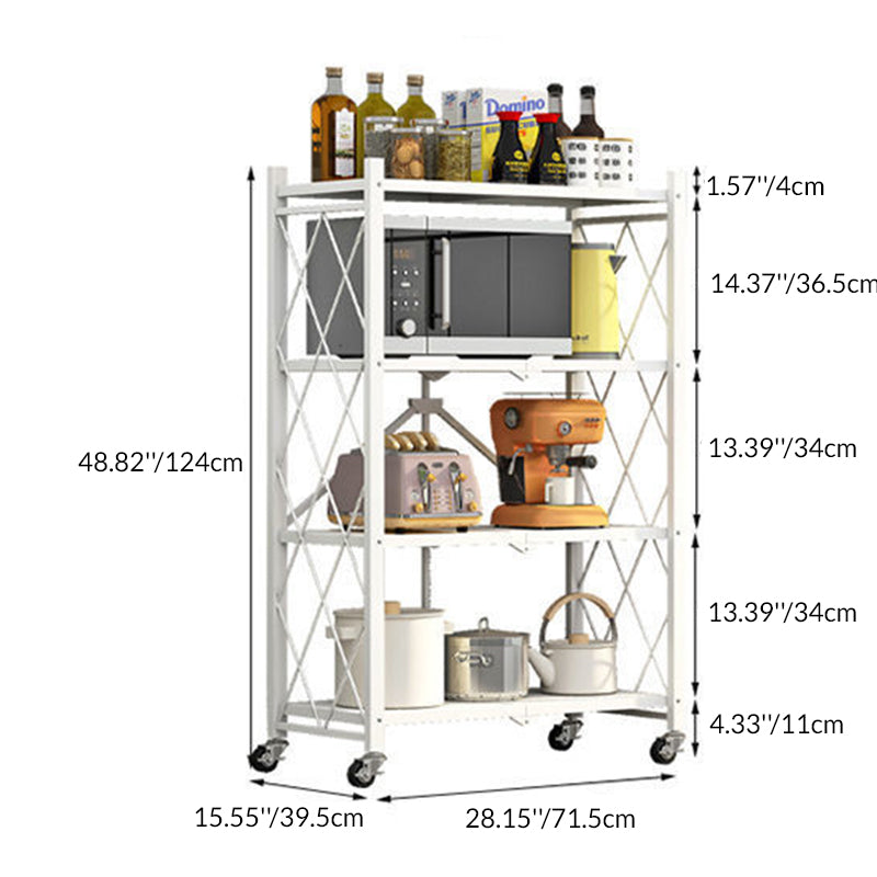 Modern Minimalist Carbon Steel Hollow Rectangular Movable Storage Shelf - 3/4/5-Shelf Options for Living Room