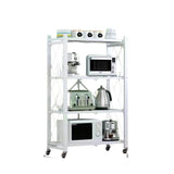 Modern Minimalist Carbon Steel Hollow Rectangular Movable Storage Shelf - 3/4/5-Shelf Options for Living Room