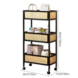 Sleek Modern Minimalist Bamboo Rattan Mobile Storage Shelf — Rectangular 3-Shelf Design for Living Room