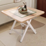 Elegant Traditional Vintage MDF Folding Dining Table with Iron Frame — Rounded-Square, 1-Tier for Dining Room