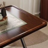 Elegant Traditional Vintage MDF Folding Dining Table with Iron Frame — Rounded-Square, 1-Tier for Dining Room