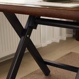 Elegant Traditional Vintage MDF Folding Dining Table with Iron Frame — Rounded-Square, 1-Tier for Dining Room
