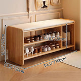 Modern Minimalist Solid Wood PU Leather Rounded-Rectangle 2-Tier Shoe Bench for Living Room – Sleek Storage and Seating