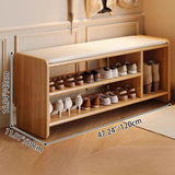 Modern Minimalist Solid Wood PU Leather Rounded-Rectangle 2-Tier Shoe Bench for Living Room – Sleek Storage and Seating