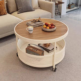 Scandinavian-Style Contemporary Metal Slab Round Side Table, Movable with Two-Tier End Table for Living Room