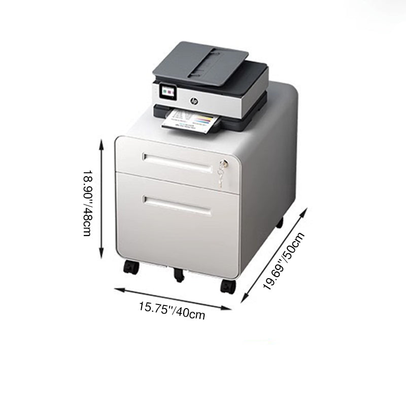 Sleek Modern Steel Storage Cabinet with Curved Front and 2/3 Drawers for Home Office