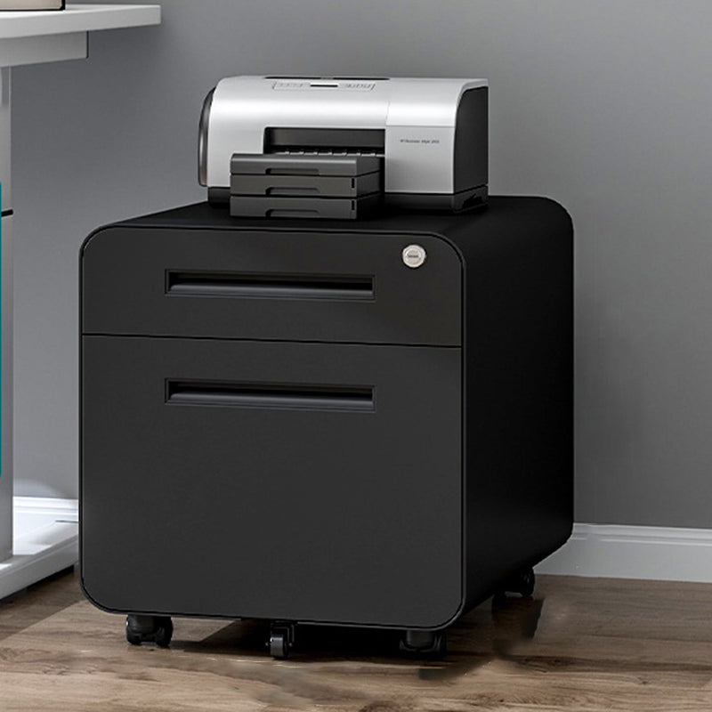 Sleek Modern Steel Storage Cabinet with Curved Front and 2/3 Drawers for Home Office