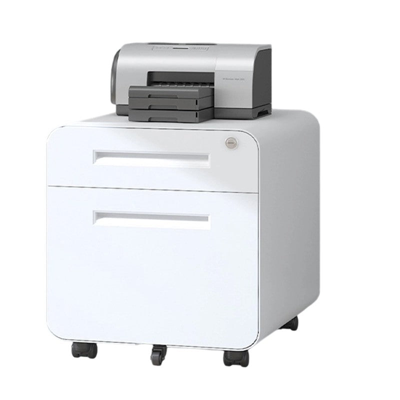 Sleek Modern Steel Storage Cabinet with Curved Front and 2/3 Drawers for Home Office
