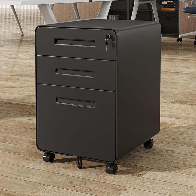 Sleek Modern Steel Storage Cabinet with Curved Front and 2/3 Drawers for Home Office