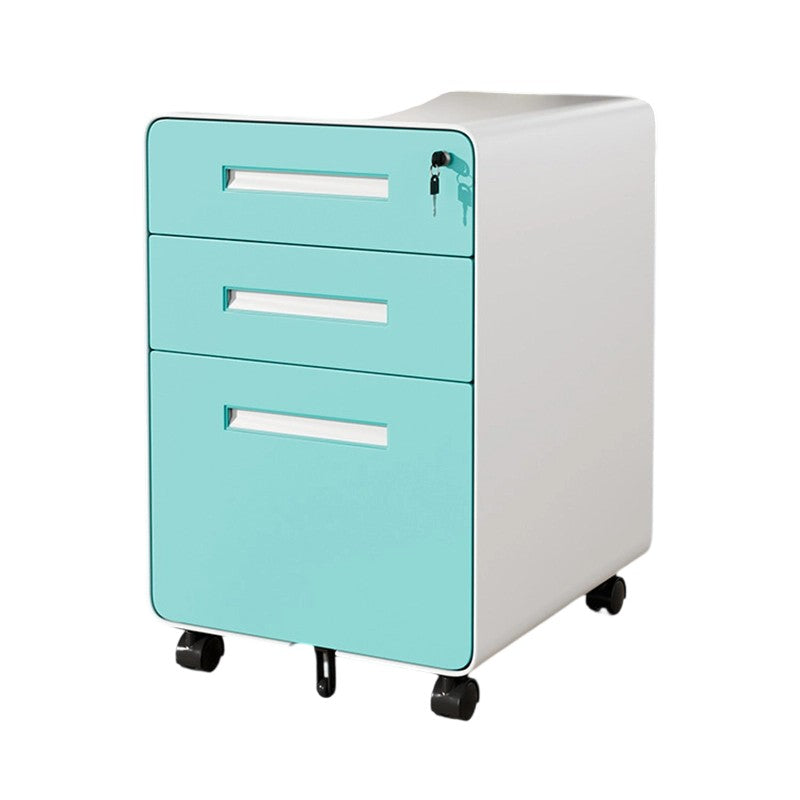 Sleek Modern Steel Storage Cabinet with Curved Front and 2/3 Drawers for Home Office