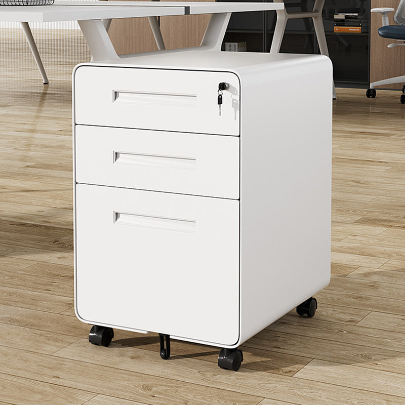 Sleek Modern Steel Storage Cabinet with Curved Front and 2/3 Drawers for Home Office