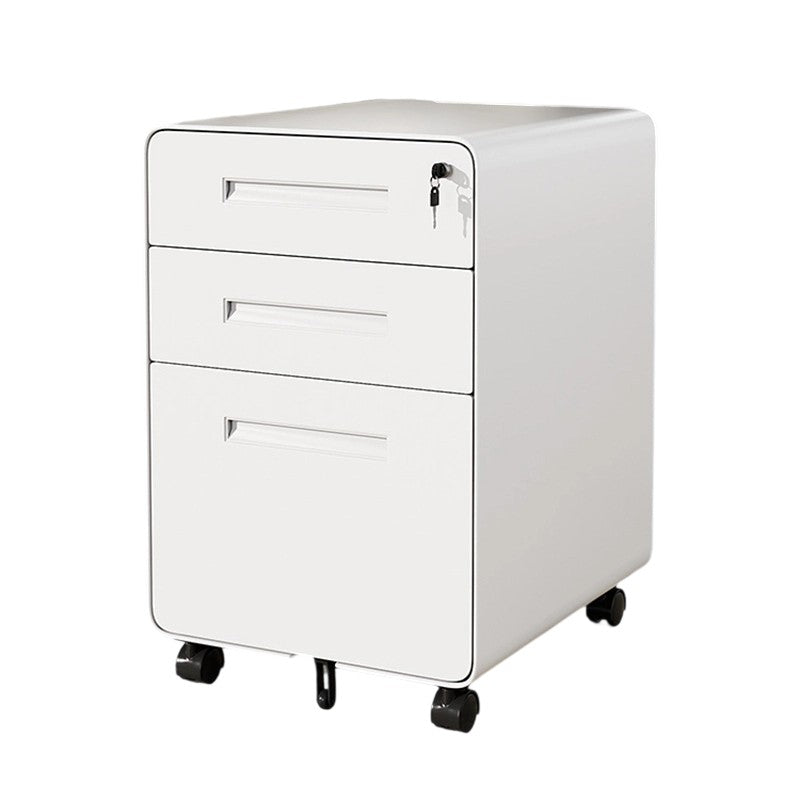 Sleek Modern Steel Storage Cabinet with Curved Front and 2/3 Drawers for Home Office