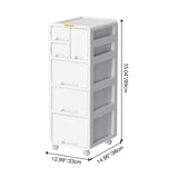 Modern Minimalist PP Mobile Curved Rectangular Storage Cabinet on Wheels with 3/4/5 Drawers for Living Room