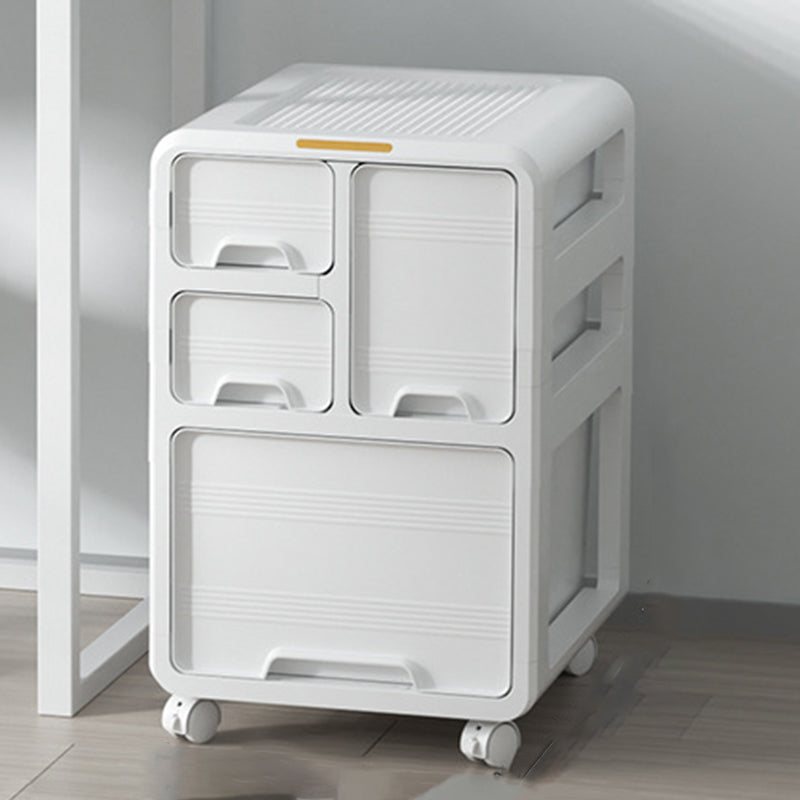 Modern Minimalist PP Mobile Curved Rectangular Storage Cabinet on Wheels with 3/4/5 Drawers for Living Room