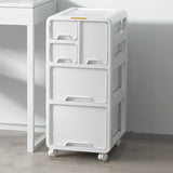 Modern Minimalist PP Mobile Curved Rectangular Storage Cabinet on Wheels with 3/4/5 Drawers for Living Room