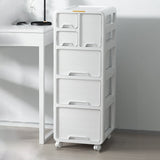 Modern Minimalist PP Mobile Curved Rectangular Storage Cabinet on Wheels with 3/4/5 Drawers for Living Room