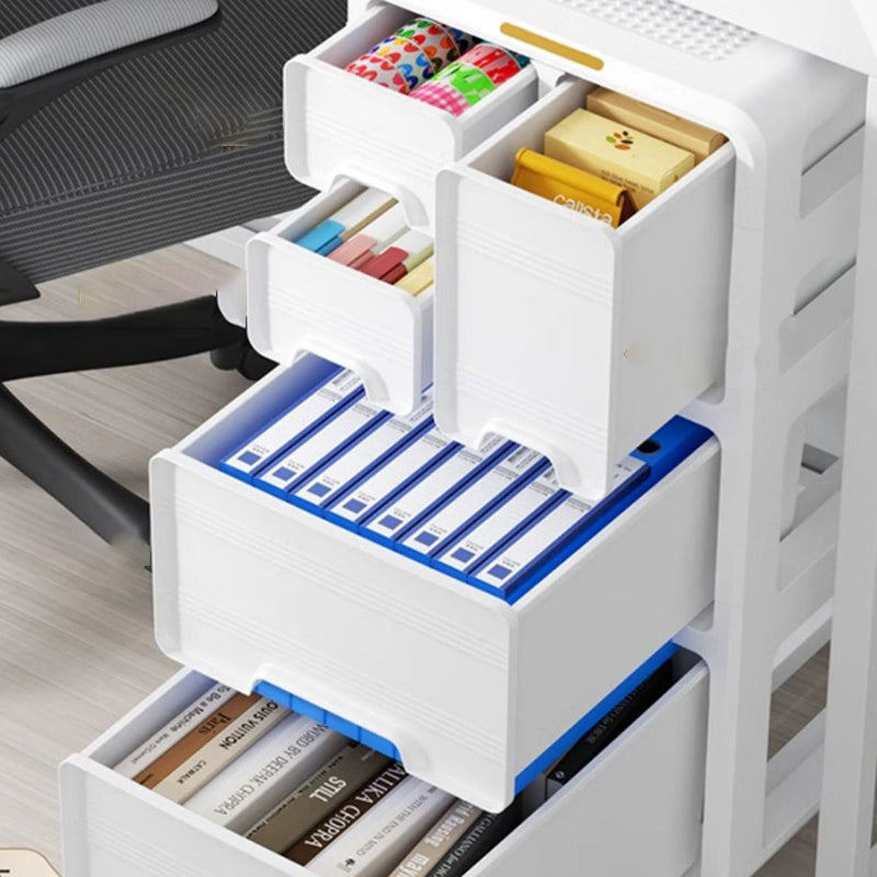 Modern Minimalist PP Mobile Curved Rectangular Storage Cabinet on Wheels with 3/4/5 Drawers for Living Room