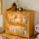 Traditional Chinese Bamboo & Acrylic Rectangular Storage Cabinet - 1-3 Tier, Perfect for Living Room