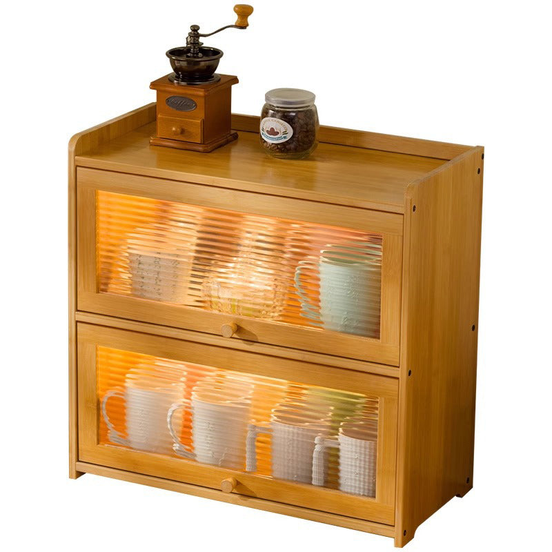 Traditional Chinese Bamboo & Acrylic Rectangular Storage Cabinet - 1-3 Tier, Perfect for Living Room