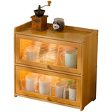 Traditional Chinese Bamboo & Acrylic Rectangular Storage Cabinet - 1-3 Tier, Perfect for Living Room