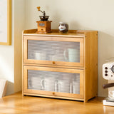Traditional Chinese Bamboo & Acrylic Rectangular Storage Cabinet - 1-3 Tier, Perfect for Living Room