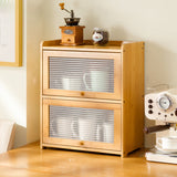 Traditional Chinese Bamboo & Acrylic Rectangular Storage Cabinet - 1-3 Tier, Perfect for Living Room