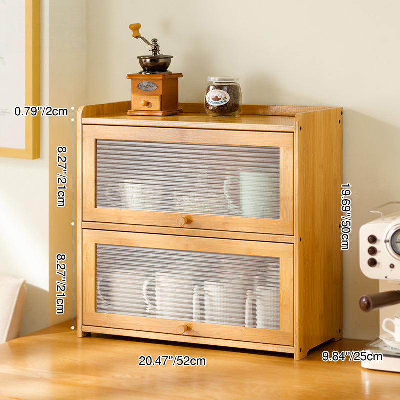 Traditional Chinese Bamboo & Acrylic Rectangular Storage Cabinet - 1-3 Tier, Perfect for Living Room