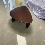 Traditional Japanese Rubberwood Rounded-Triangle Coffee Table, 1-Tier, for Living Room