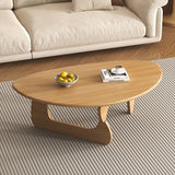 Traditional Japanese Rubberwood Rounded-Triangle Coffee Table, 1-Tier, for Living Room