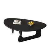 Traditional Japanese Rubberwood Rounded-Triangle Coffee Table, 1-Tier, for Living Room