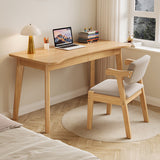 Modern Minimalist Solid Rubberwood Multilayer-Board Desk with 2 Drawers – Curved Rectangular Design for Home Office or Bedroom