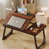 Modern Art Deco Foldable Side Table - 1-Tier, Rounded-Rectangular MDF & Carbon Steel Nightstand for Bedroom