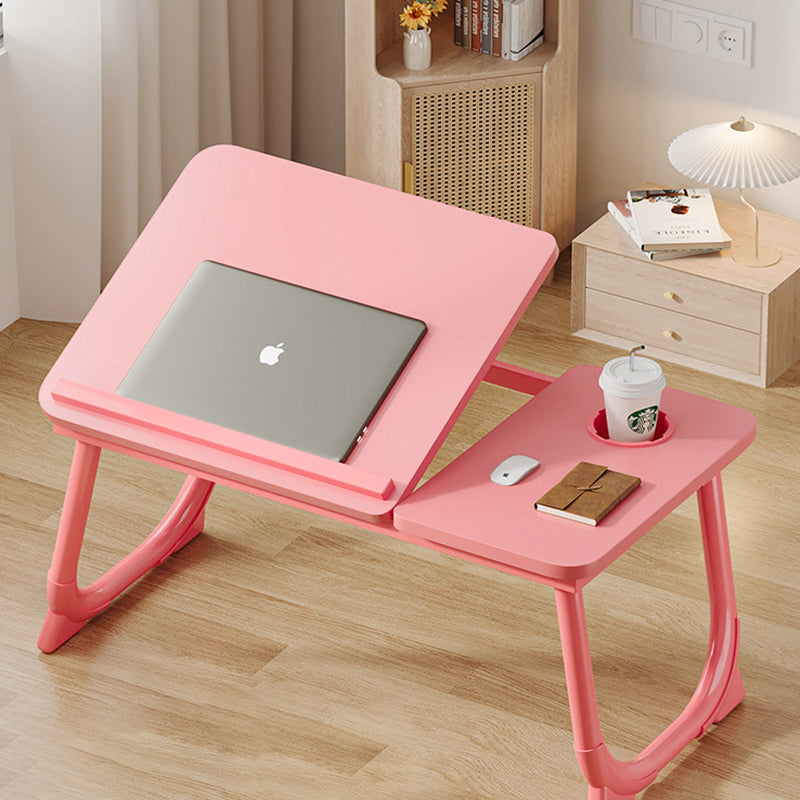 Modern Art Deco Foldable Side Table - 1-Tier, Rounded-Rectangular MDF & Carbon Steel Nightstand for Bedroom