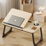 Modern Art Deco Foldable Side Table - 1-Tier, Rounded-Rectangular MDF & Carbon Steel Nightstand for Bedroom