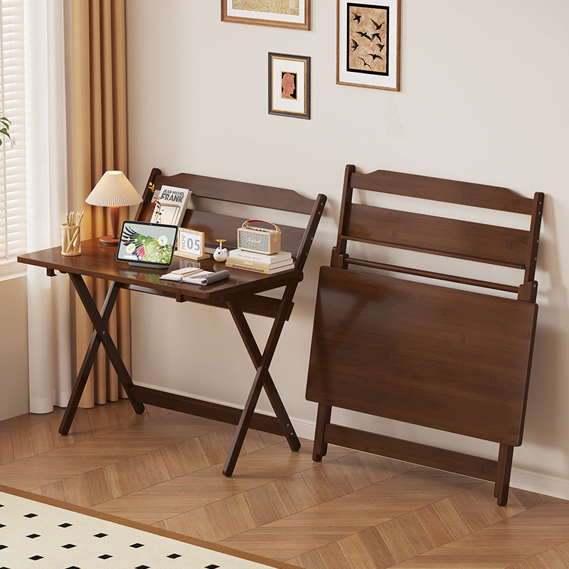 Traditional Chinese Bamboo Foldable Rectangular Desk - 1-Tier Office Desk for Bedroom